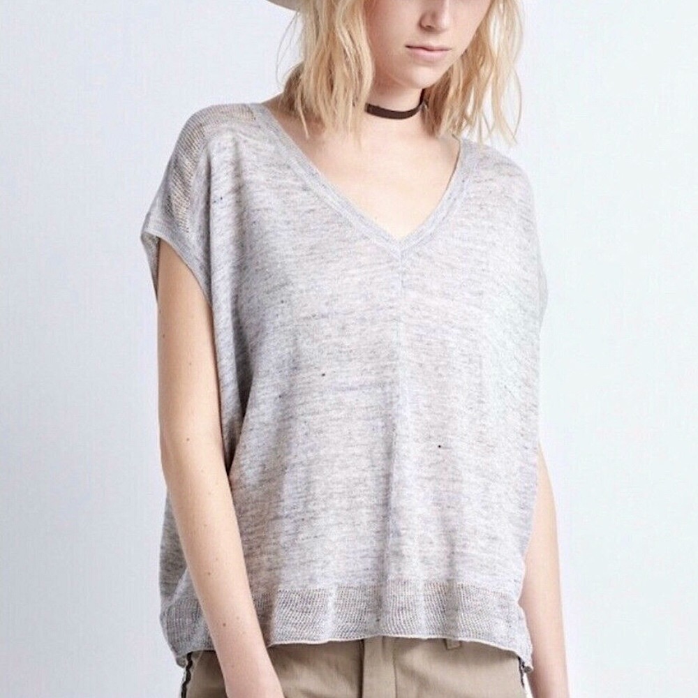 Zadig & Voltaire | Heather Gray Linen Sweater Top